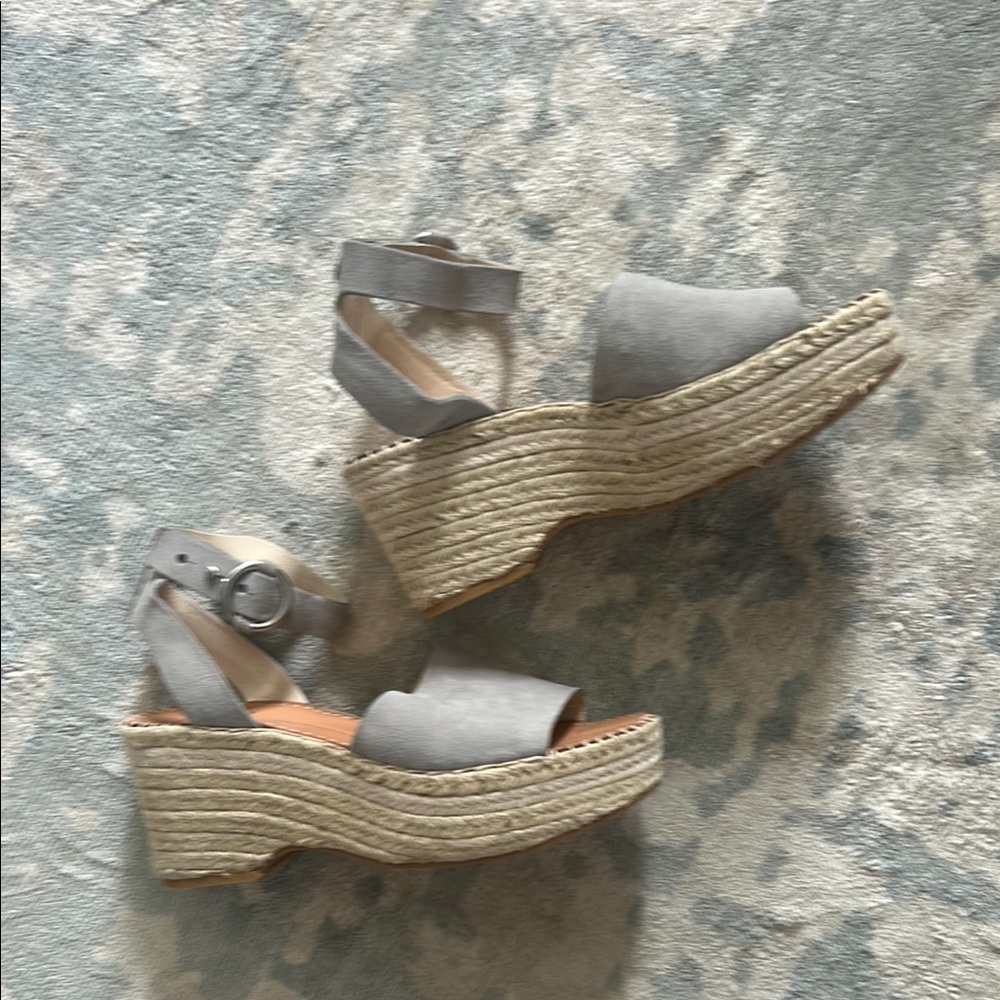 Gray Espadrille Wedge Sandals